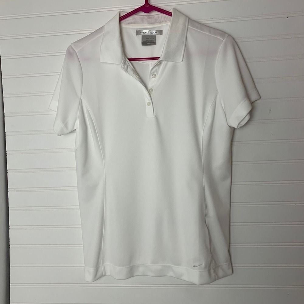 Nike Golf Womens Polo Shirt White Dri Fit Short Sleeve Athletic Top